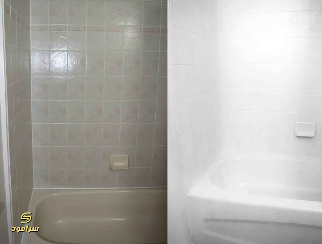 بازسازی حمام با رنگ کردن کاشی و سرامیک