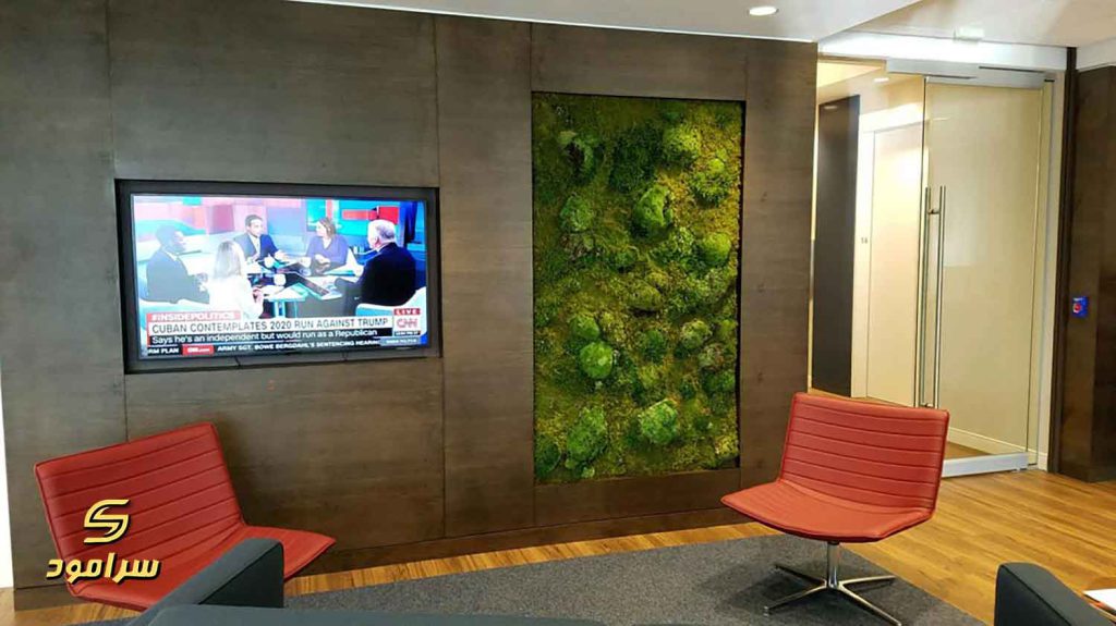 طراحی دیوار پشت تلویزیون با گرین وال