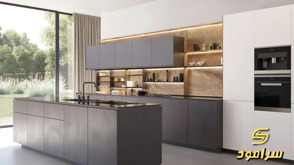 مدل کابینت آشپزخانه جدید با طرح مکعبی برجسته