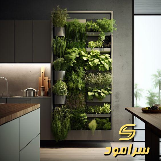مدل کابینت آشپزخانه با استندهای گیاهان